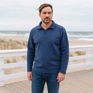 Mack Russo Men's 1/4 Zip Sweater XXL Navy Pull Over